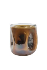 TEALIGHT AMBER GLASS    - CANDLE HOLDERS